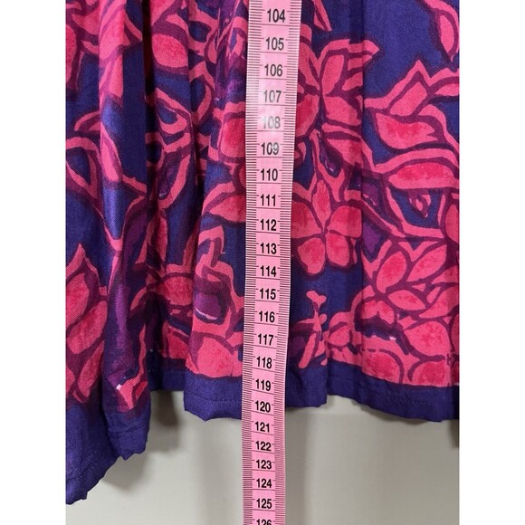 La Cera Midi House Dress 2X Floral Rayon Button Detail Side Slit Artsy Relaxed - Picture 7 of 12